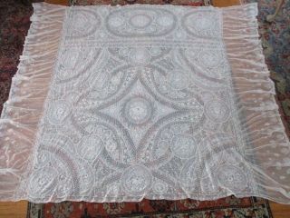 Antique Creamy French NORMANDY LACE Bed Cover 98 