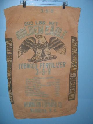 Vintage Golden Eagle Tobacco Fertilizer 3 - 9 - 9 Burlap 200lb Sack