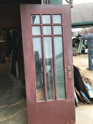 An491 Antique Pine Beveled Glass Entrance Door 32 X 79.  75 X1.  75