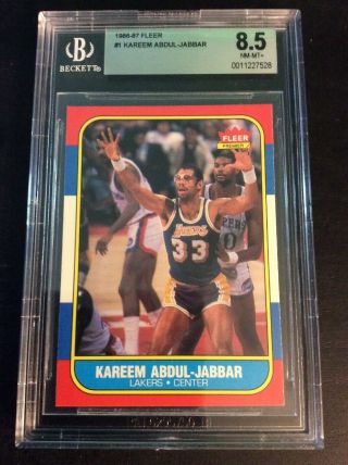 1986 - 87 Fleer Kareem Abdul Jabbar 1 Graded Bgs 8.  5 Hof Los Angeles Lakers Nm - Mt
