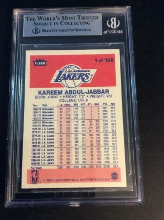 1986 - 87 Fleer Kareem Abdul Jabbar 1 Graded BGS 8.  5 HOF Los Angeles Lakers NM - MT 2