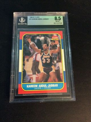 1986 - 87 Fleer Kareem Abdul Jabbar 1 Graded BGS 8.  5 HOF Los Angeles Lakers NM - MT 3