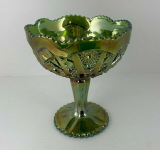 Vtg Imperial Carnival Glass " Bellaire Clarendon No.  505 Octagon " Pedestal Bowl