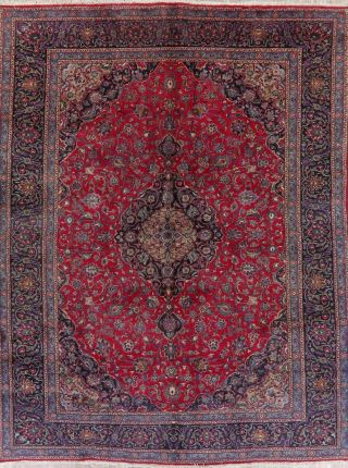 Vintage Traditional Floral RUBY RED Kashmar Area Rug Hand - Knotted Wool 10 ' x13 ' 2