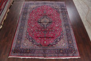 Vintage Traditional Floral RUBY RED Kashmar Area Rug Hand - Knotted Wool 10 ' x13 ' 3