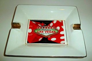 Vintage Welcome To Fabulous Las Vegas Nevada Cigar Ashtray Casino Large Souvenir