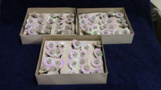 3 Vintage Boxes Of 20 Pearlized Blinker Flower Reflector Christmas Lights