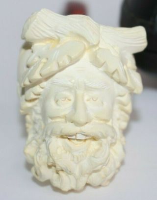 Vintage Meerschaum Carved Tobacco Pipe With Case