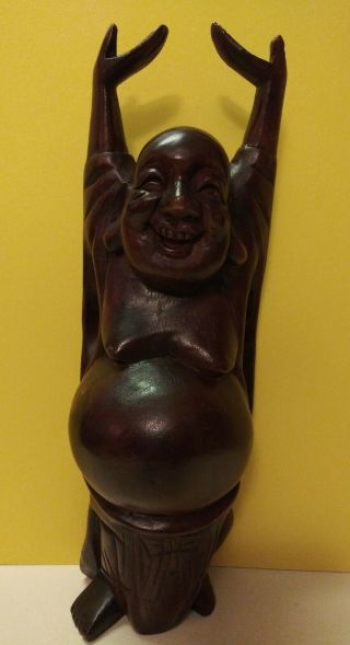 Vintage 12 " Buddha Hand - Carved Wood,  Happy,  Laughing,  Arms Up.