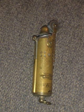 Vintage Bowers Wwi Wwii Brass Trench Lighter W/ Flame Shield Kalamazoo Michigan