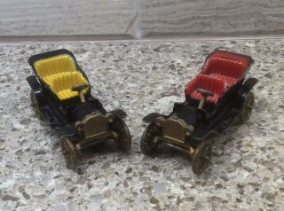 Vintage Tootsie Toy 1912 Model T Ford Classic Series Set Of 2 Yellow And Red