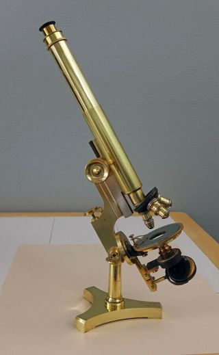 J.  W.  Queen & Co.  Antique Brass Microscope Acme No.  3 Stand,  Sn - 1885,  Circa 1890