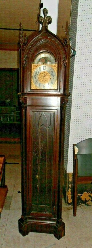 Antique Grandfather Clock Gothic Project Restoration With 9 Tubes