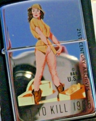 Zippo Limited Edition Lighter - Elvegren Pinup - Fit To Kill C.  1997
