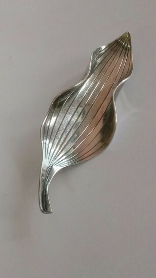 Vintage Sterling Silver Anton Michelsen Denmark Modernist Leaf Pin Brooch