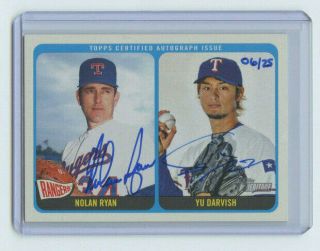 2014 Topps Heritage Dual Autograph Nolan Ryan Yu Darvish 06/25 Texas Rangers