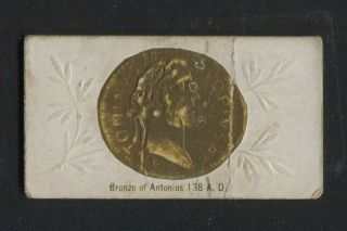 1888 Vintage W.  S.  Kimball Cigarette Card N180 Ancient Coins Bronze Of Antonius
