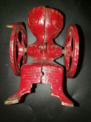 Vintage Cast Iron Arcade Toy Coffee Mill Grinder Red