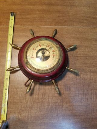 Vintage Nautical Bromometer Ship Wheel Made In Germany