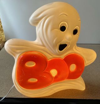 1997 Vintage Grand Venture Boo Ghost Light Up Blow Mold Halloween Decoration 15 "