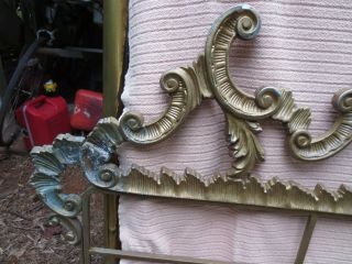 Vintage Hollywood Regency French Rococo Style Cast Metal King Size Headboard 2