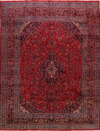 Vintage Red/navy Ardakan Floral Area Rug Wool Hand - Knotted Oriental Carpet 10x13