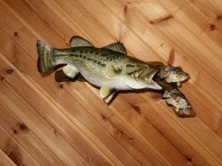 Largemouth Bass Wood Carving Fish Taxidermy Vintage Fish Decoy Casey Edwards
