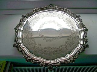 Victorian 1900 Sterling Silver Hallmarked Footed Salver Tray Atkin Brothers 752g