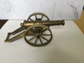 Vintage Solid Brass Cannon Model Circa Early 20th Century Design