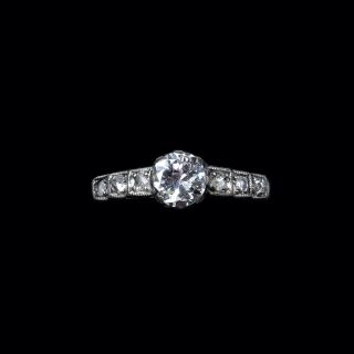 Antique 0.  50ct Diamond Solitaire 18ct 18k White Gold Ring Art Deco Engagement