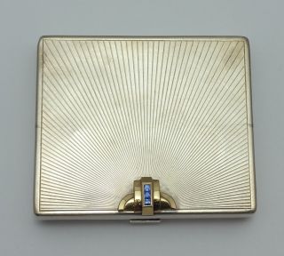 Tiffany & Co.  American Art Deco 14k Gold & Silver.  925 Gem Set Cigarette Case
