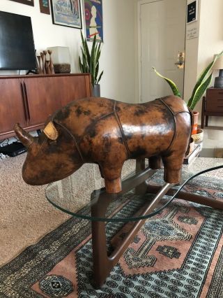 Vintage Abercrombie And Fitch Rhino Leather Footstool Ottoman