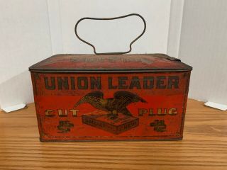 Vintage Union Leader Cut Plug Smoking / Chewing Tobacco Tin