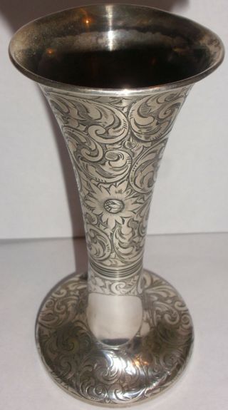 Exquisite Antique Tiffany Co Sterling Silver Flowers Decorated Bud Vase
