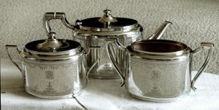 Gorham Sterling Tea Set  1868 HAND ENGRAVED 2