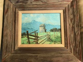 Vintage " Barn And Landscape Scene " Oil On Canvas Painting - Signed And Framed