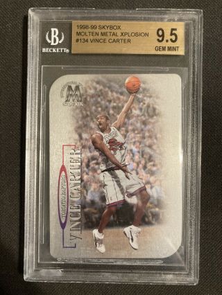1998 - 99 Skybox Molten Metal Xplosion Vince Carter Rookie Rc Bgs 9.  5 W/2 10s