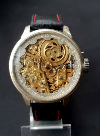 Luxury Audemars Piguet Gold Skeleton Mens Wristwatch Based On Vintage Movement