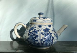 Chinese Antique Kangxi Blue And White Porcelain Teapot,  Qing,  Perfect And Rare