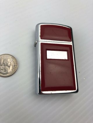 Vintage Slim Chrome Zippo Lighter Red Acrylic Top,  Bradford,  Pa - Sparks