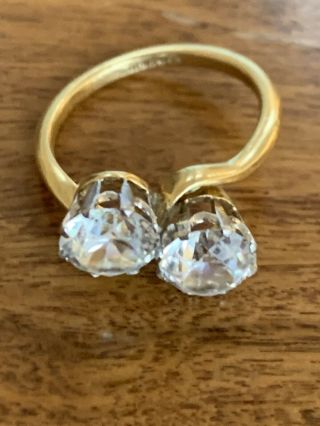 Antique 18ct Gold Platinum Ring With 2 Stones Unknown Hallmarked 4.  9 Grams
