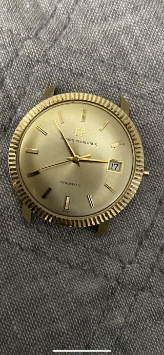 Vintage Girard Perregaux Gyromatic 14k Gold Watch With Date Repair 3