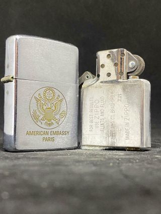 Vintage Rare 1975 American Embassy Paris Zippo Lighter