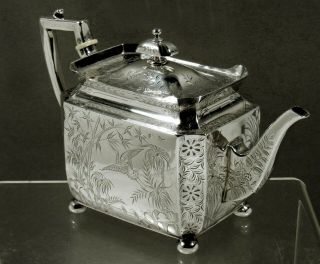English Sterling Teapot 1880 Chinese Manner