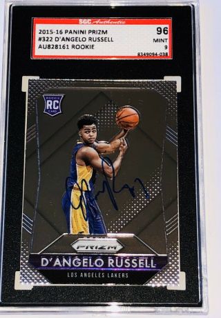 D’angelo Russell Signed 2015 - 16 Panini Prizm 322 Auto Rookie Card Sgc 96 9