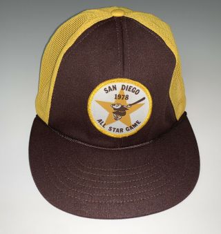 Vintage 70s San Diego Padres All - Star Game Trucker Hat Cap Mlb Baseball 1979