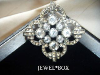 Antique Art Deco Jewellery Bezel Set Open Back Clear Paste Vintage Brooch