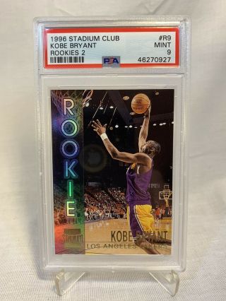 Psa 9 Kobe Bryant Rookie Card 1996 Topps Stadium Club Rookies 2 R9 La Lakers Rc