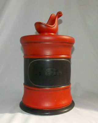 Ceramic Tobacco Jar Canister Lid Pipe Rest Red Lego Japan