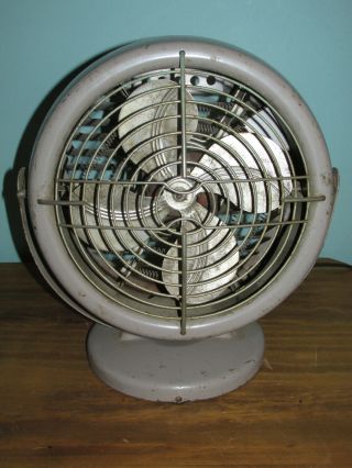 Vintage Mcm Round Metal Montgomery Ward Heating Cooling Floor Fan Model De - 2149a